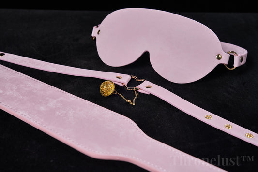 3-Piece PU Leather BDSM Play Set – Paddle, Blindfold & Collar (Pink)