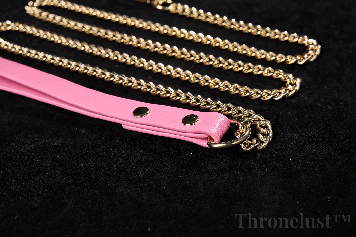 Heart-Ring PU Leather Collar with Chain Leash – Pink BDSM Restraint Accessory