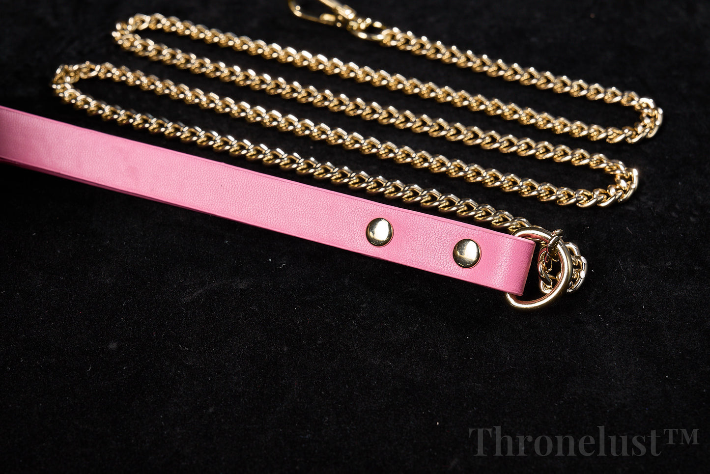 Heart-Ring PU Leather Collar with Chain Leash – Pink BDSM Restraint Accessory