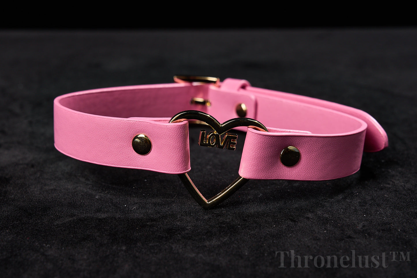 Heart-Ring PU Leather Collar with Chain Leash – Pink BDSM Restraint Accessory