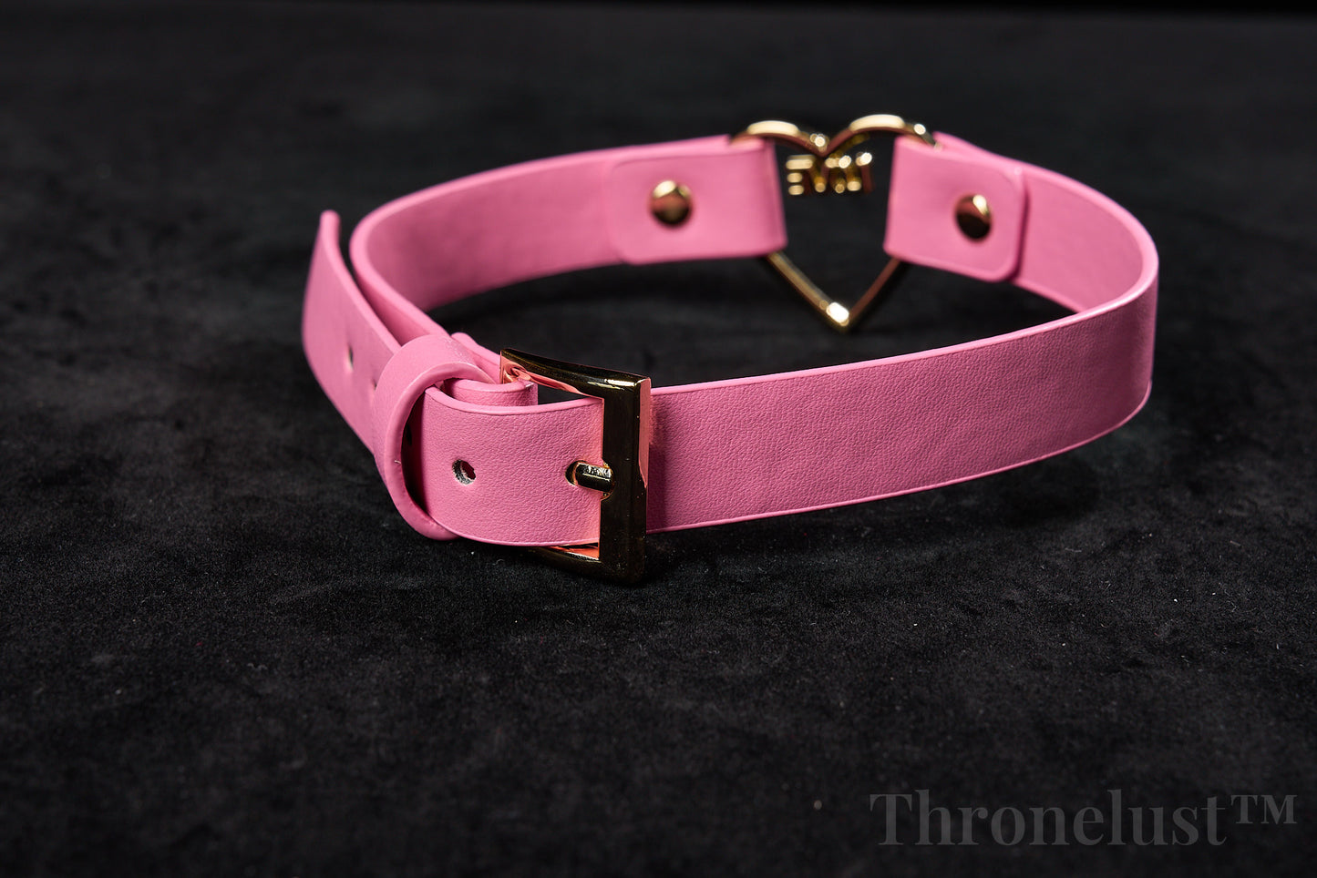 Heart-Ring PU Leather Collar with Chain Leash – Pink BDSM Restraint Accessory