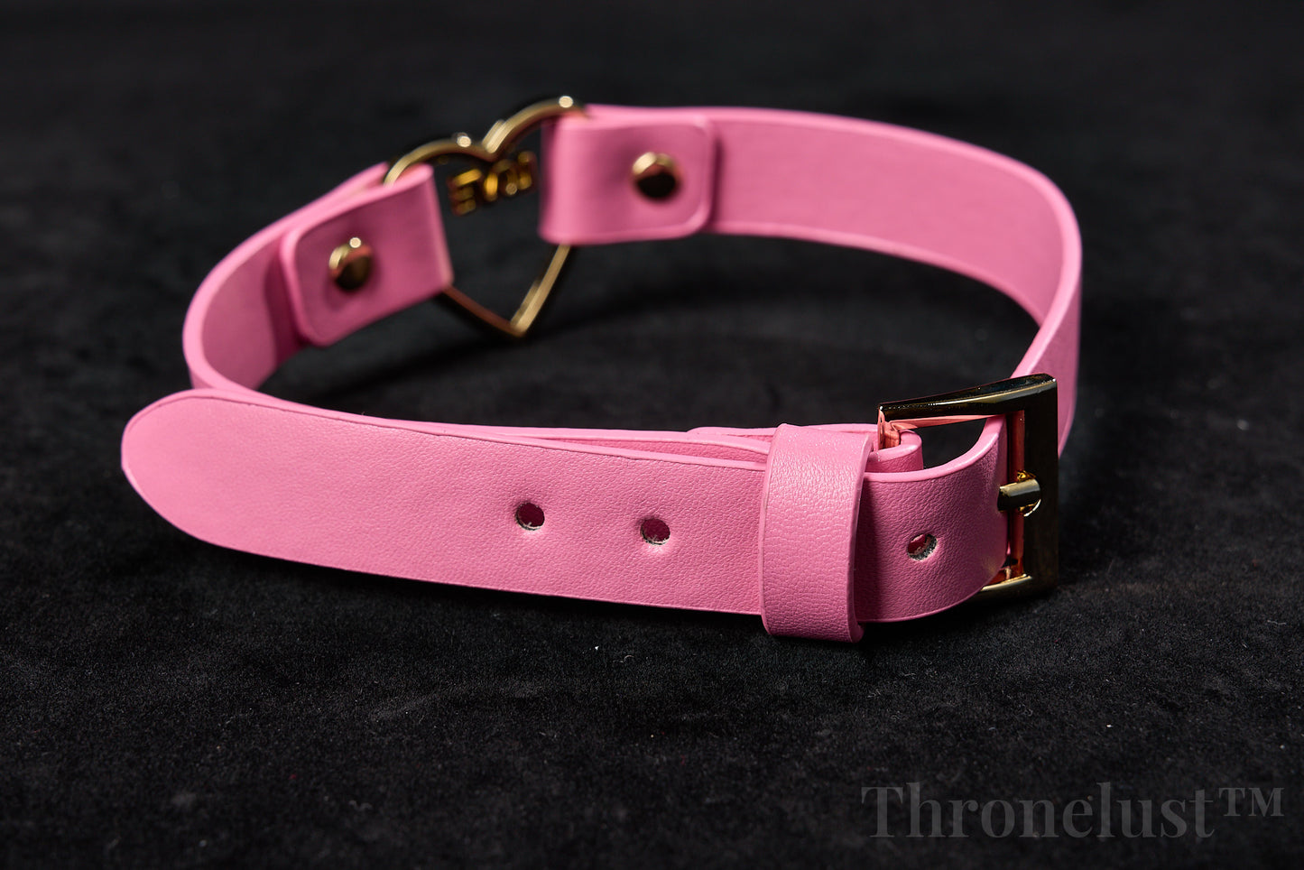 Heart-Ring PU Leather Collar with Chain Leash – Pink BDSM Restraint Accessory