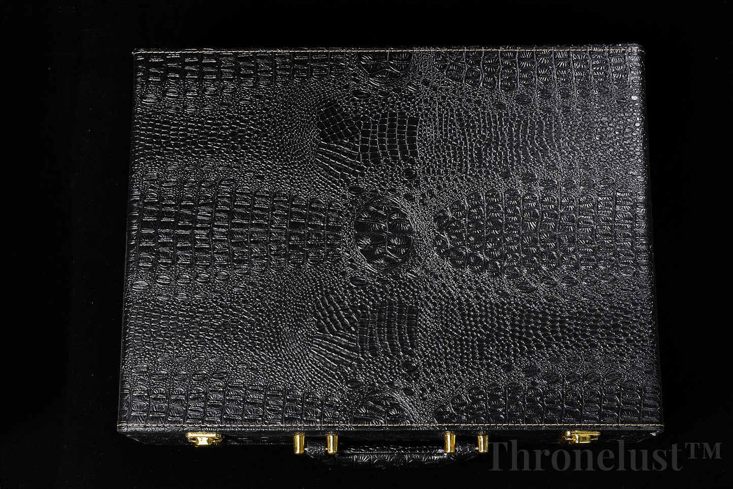 Croc-Embossed PU Leather Storage Case – Black Discreet Organizer Box