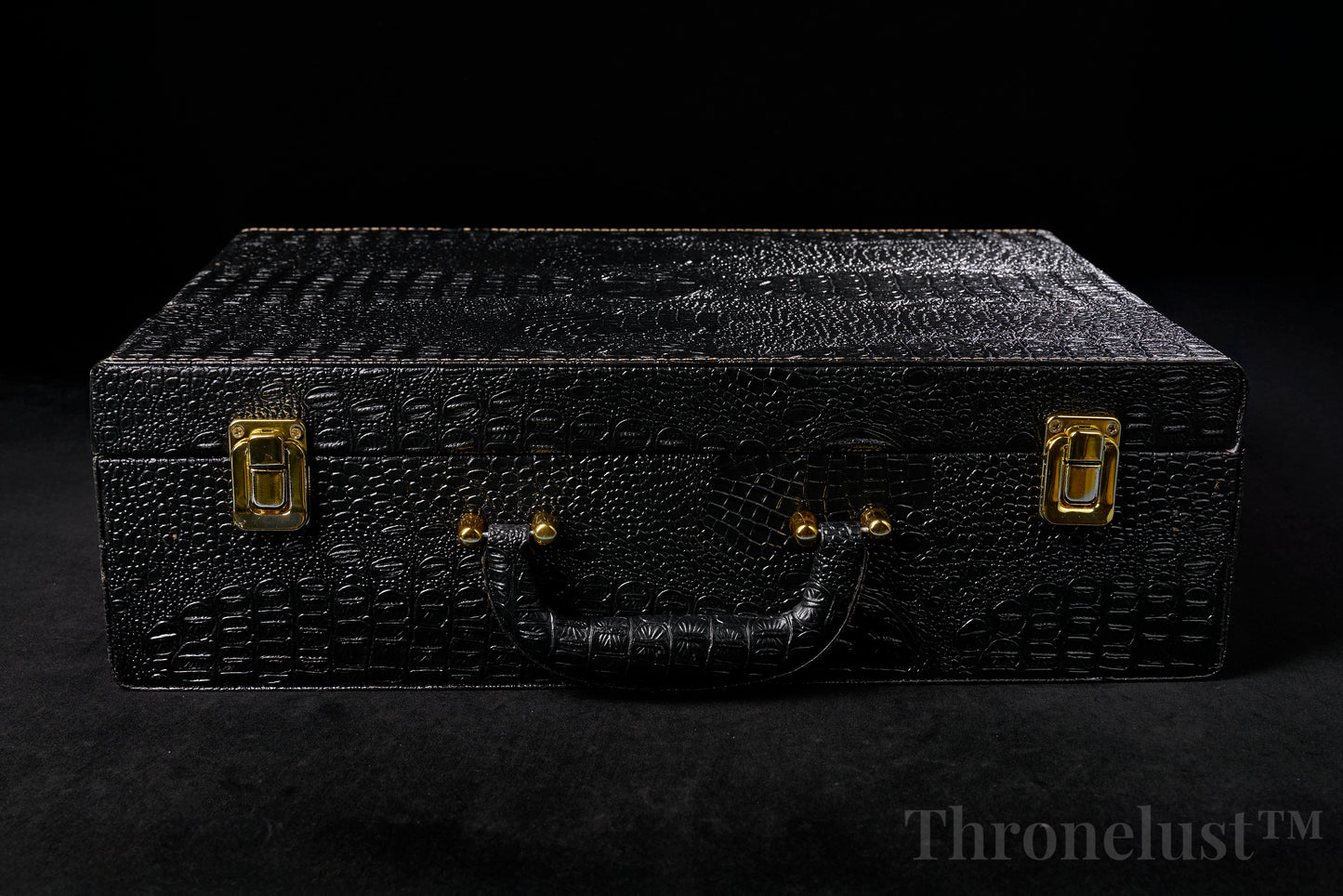 Croc-Embossed PU Leather Storage Case – Black Discreet Organizer Box