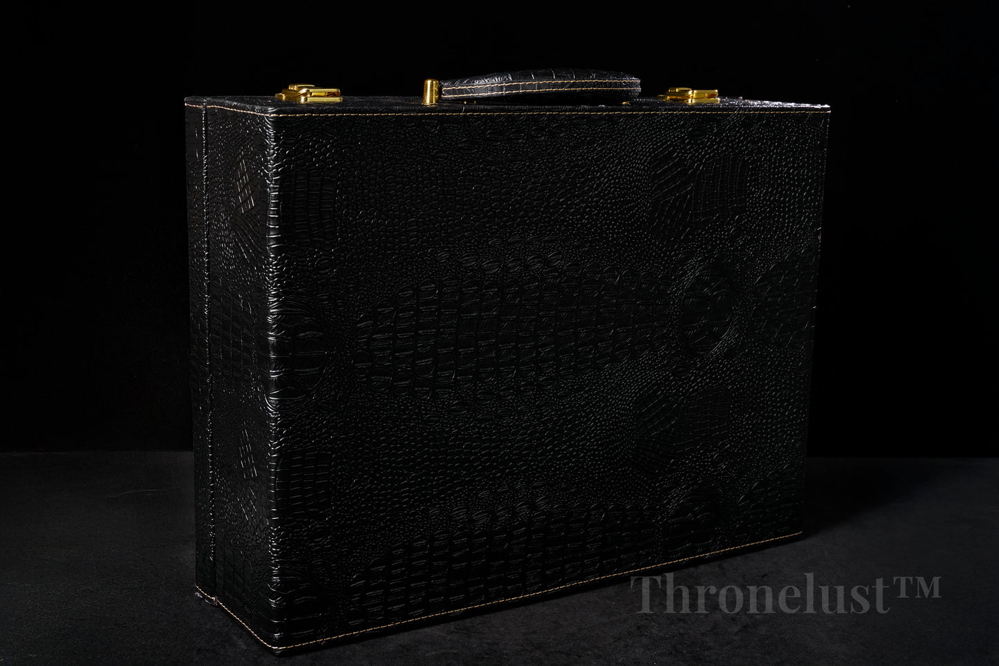 Croc-Embossed PU Leather Storage Case – Black Discreet Organizer Box