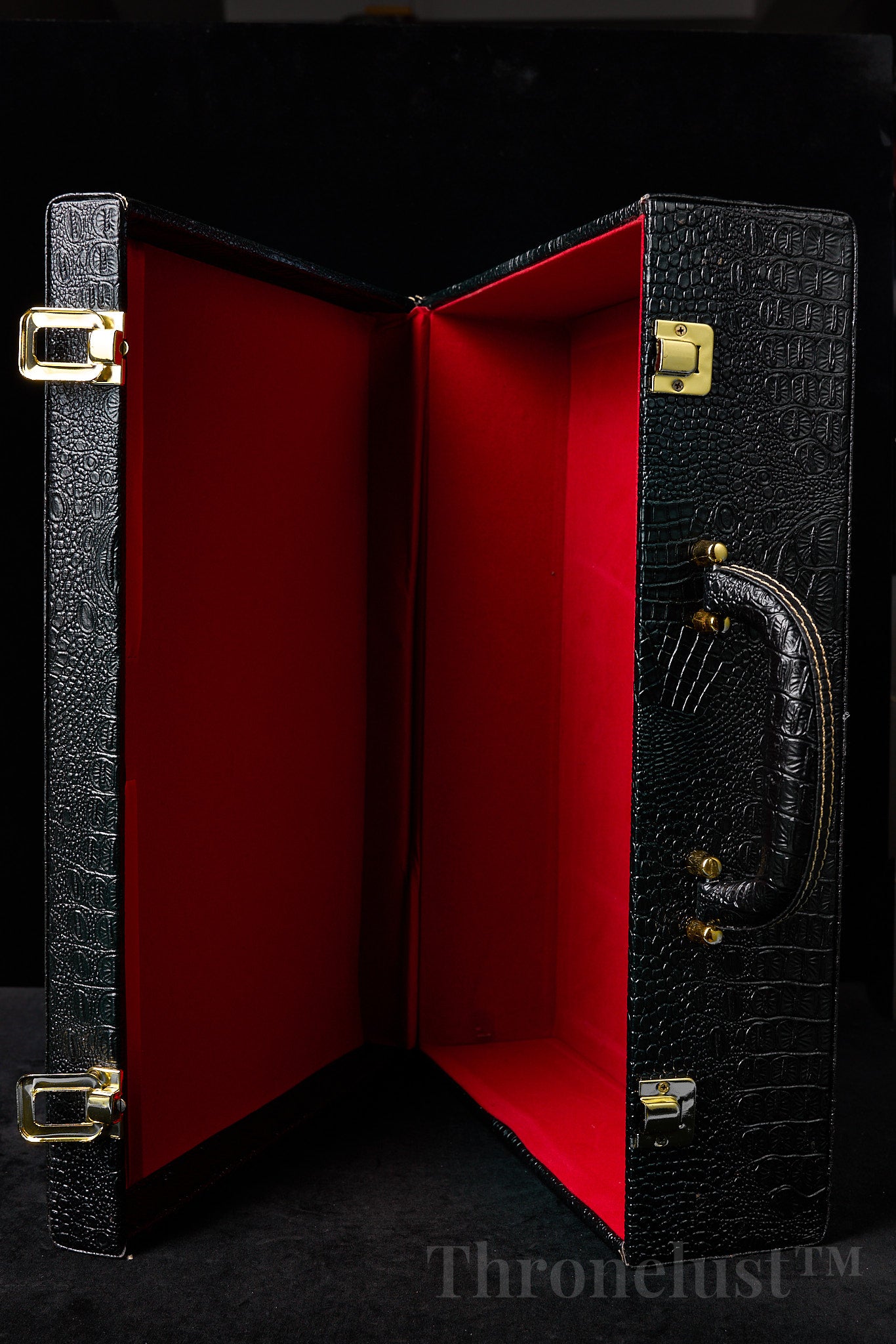 Croc-Embossed PU Leather Storage Case – Black Discreet Organizer Box