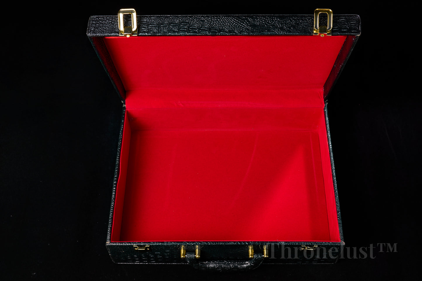 Croc-Embossed PU Leather Storage Case – Black Discreet Organizer Box