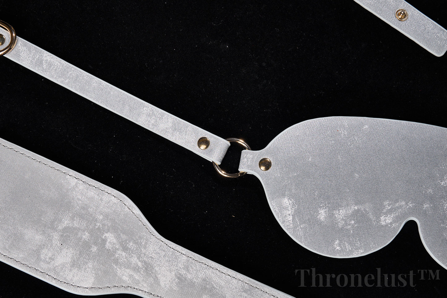 3-Piece PU Leather BDSM Play Set – Silver Paddle, Blindfold & Collar