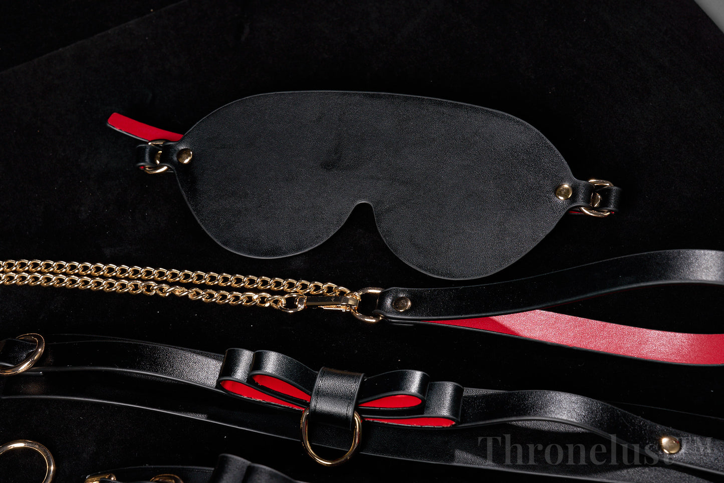 Luxury Bowknot Bondage Set – Leather Collar, Cuffs, Ankle Restraints, Leash & Eye Mask | BDSM Restraint Kit