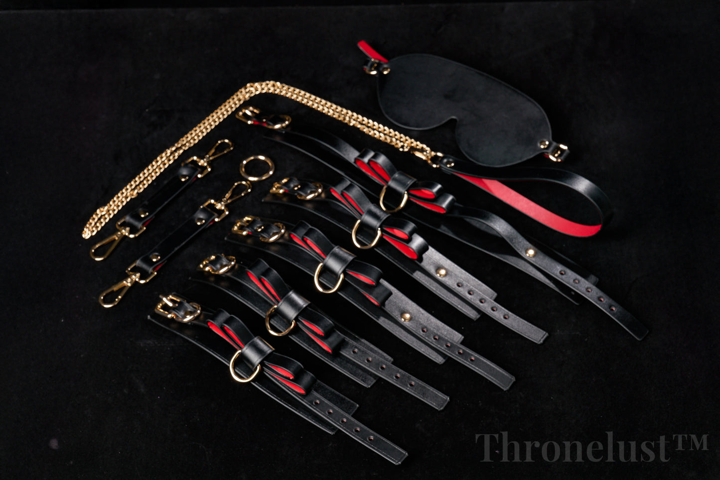 Luxury Bowknot Bondage Set – Leather Collar, Cuffs, Ankle Restraints, Leash & Eye Mask | BDSM Restraint Kit