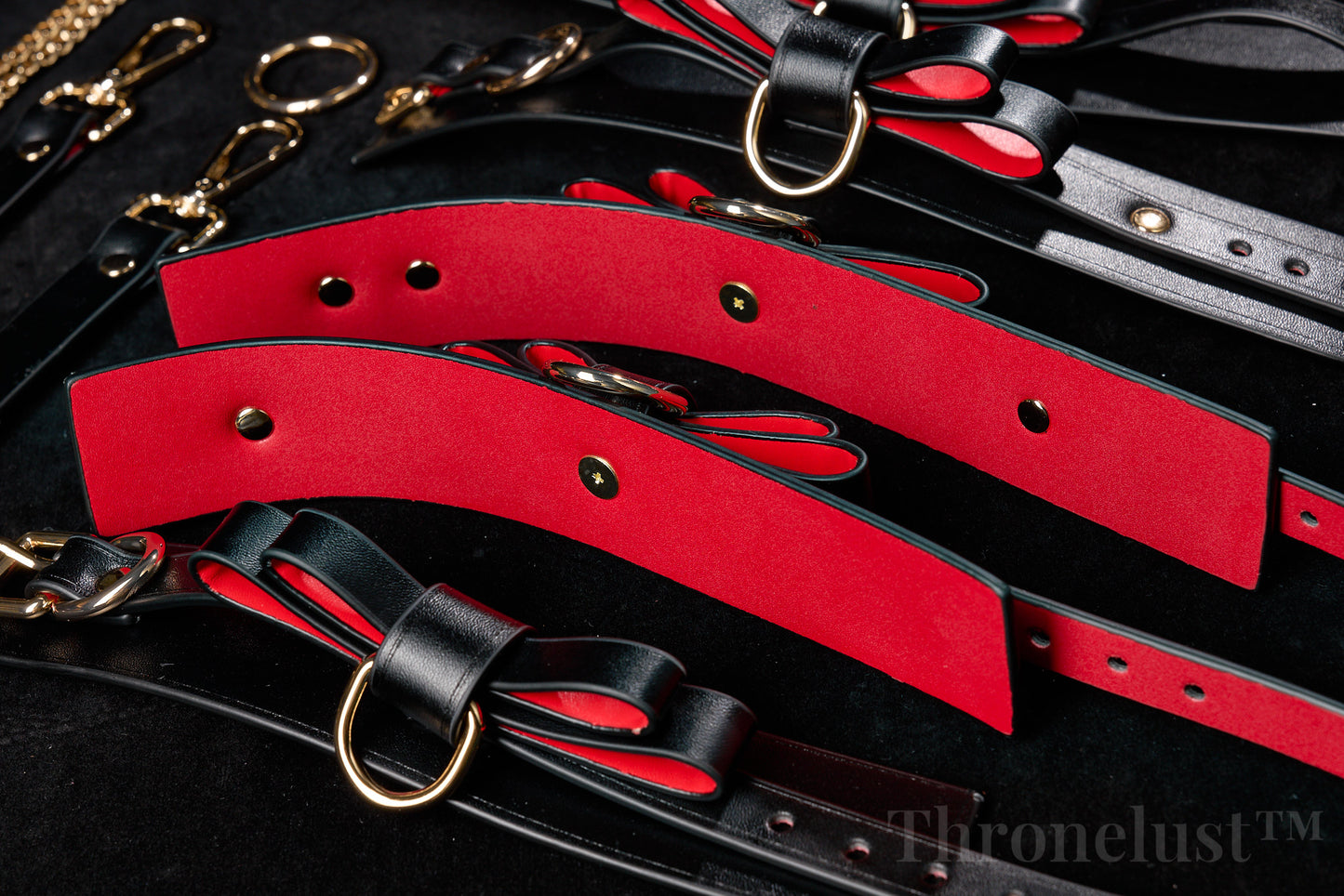 Luxury Bowknot Bondage Set – Leather Collar, Cuffs, Ankle Restraints, Leash & Eye Mask | BDSM Restraint Kit