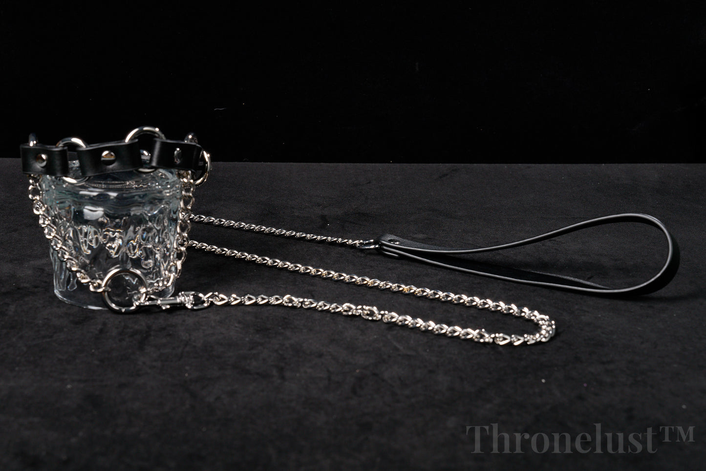 PU Leather Collar with Metal Chain Leash – Adjustable BDSM Restraint | Thronelust™