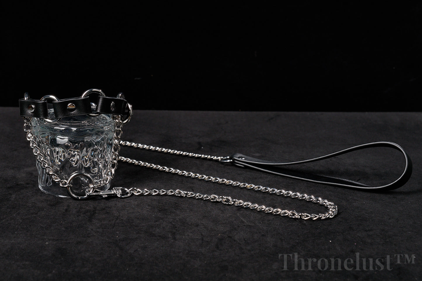 PU Leather Collar with Metal Chain Leash – Adjustable BDSM Restraint | Thronelust™