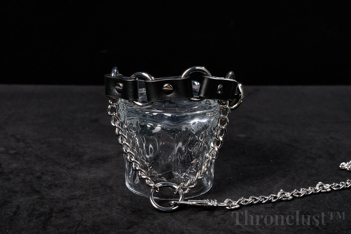PU Leather Collar with Metal Chain Leash – Adjustable BDSM Restraint | Thronelust™