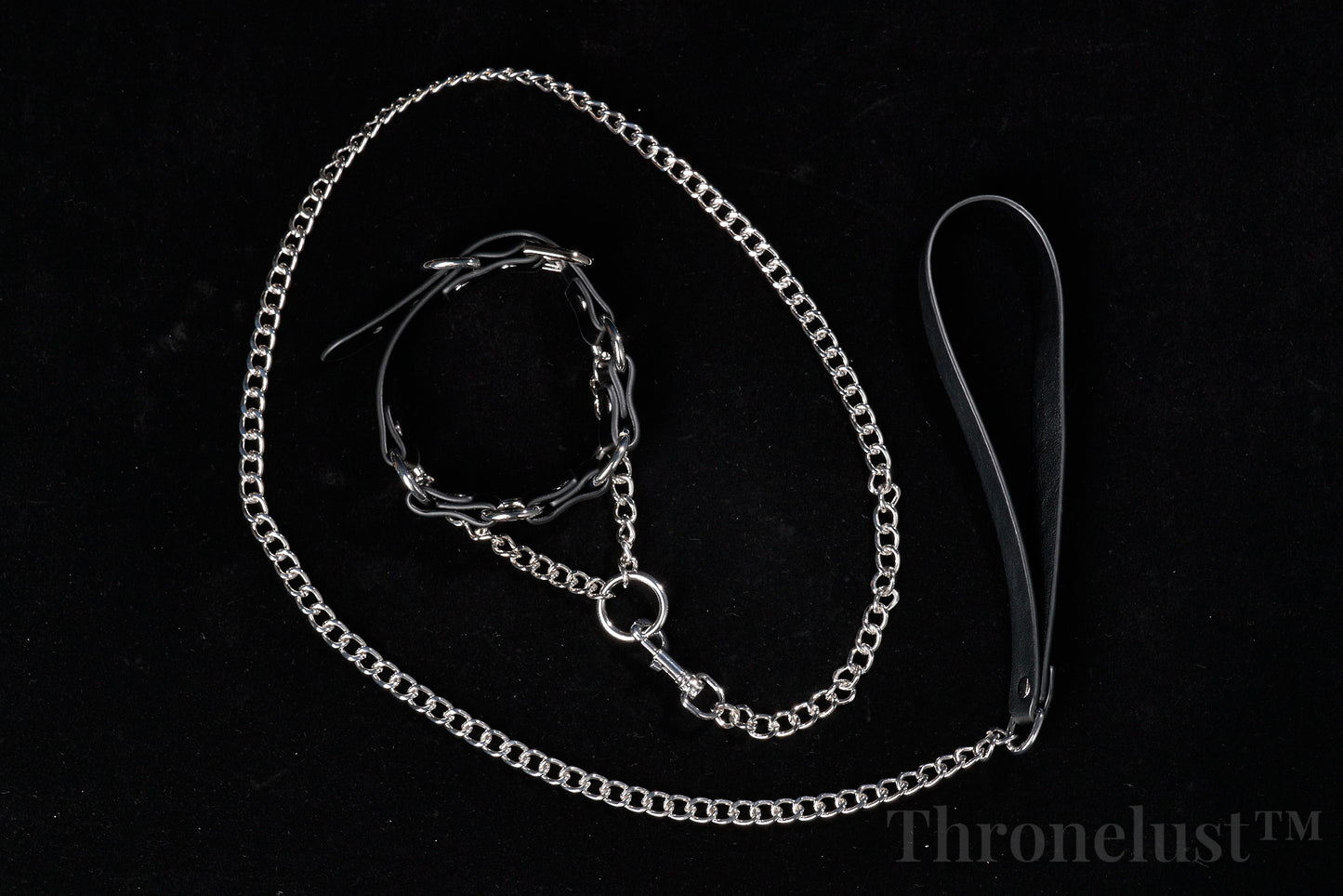 PU Leather Collar with Metal Chain Leash – Adjustable BDSM Restraint | Thronelust™