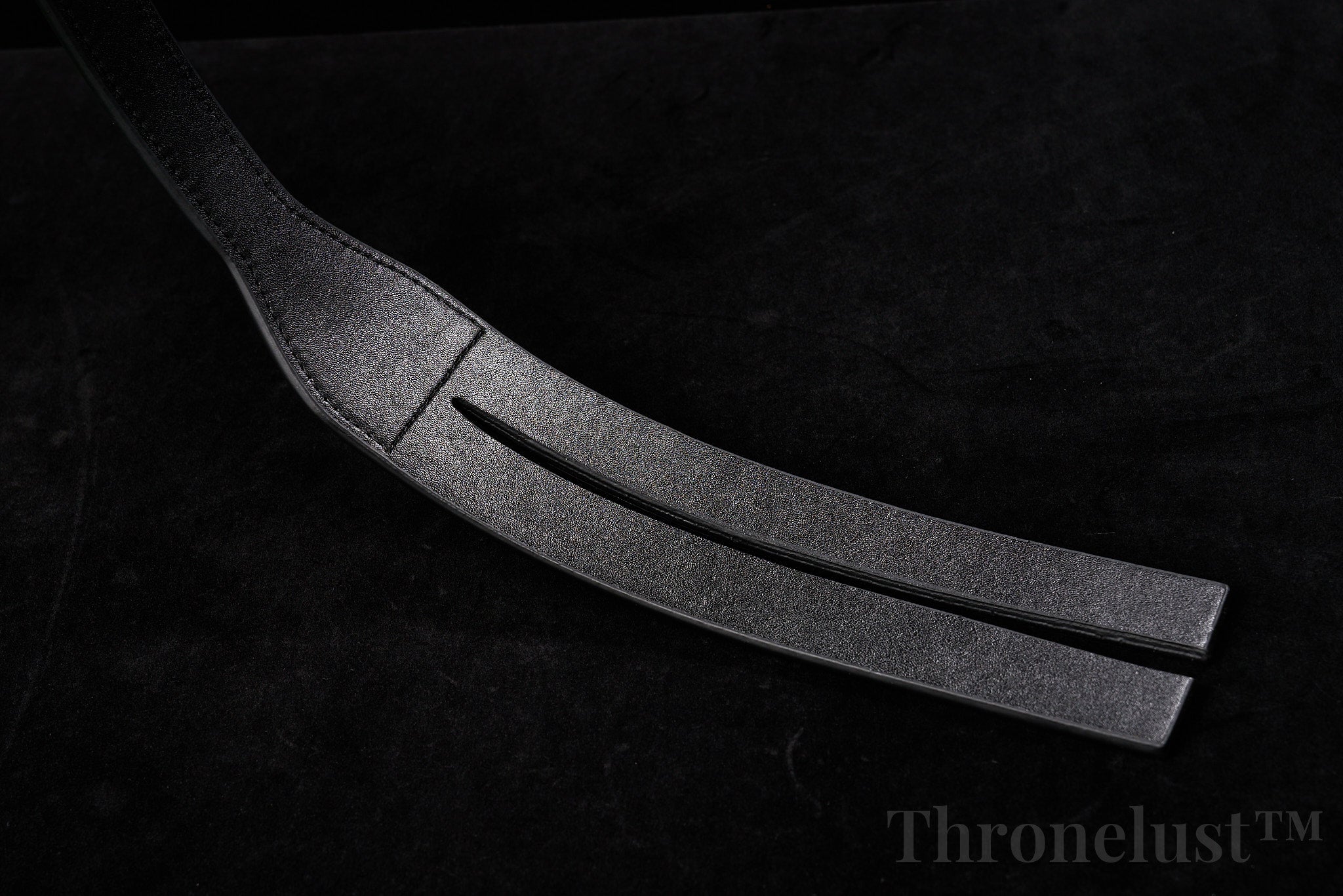 Leather Spanking Paddle for Couples - Black Split Impact Tool by Thronelust