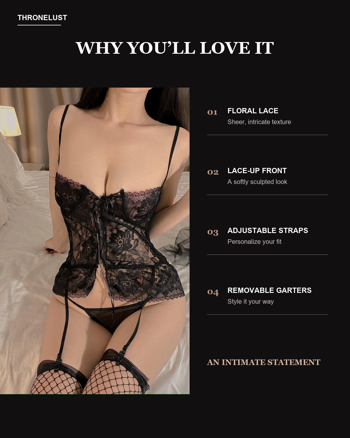 Celeste floral lace corset set key features